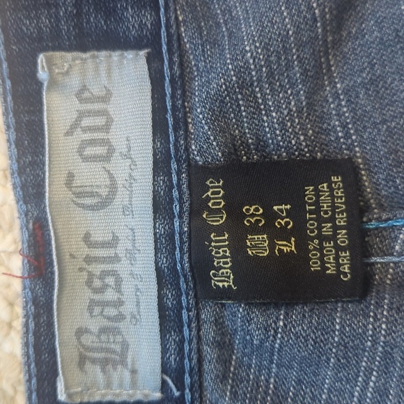 Basic Code 38 34 jeans blue jeans casual worn distressed men's jeans - Picture 5 of 14